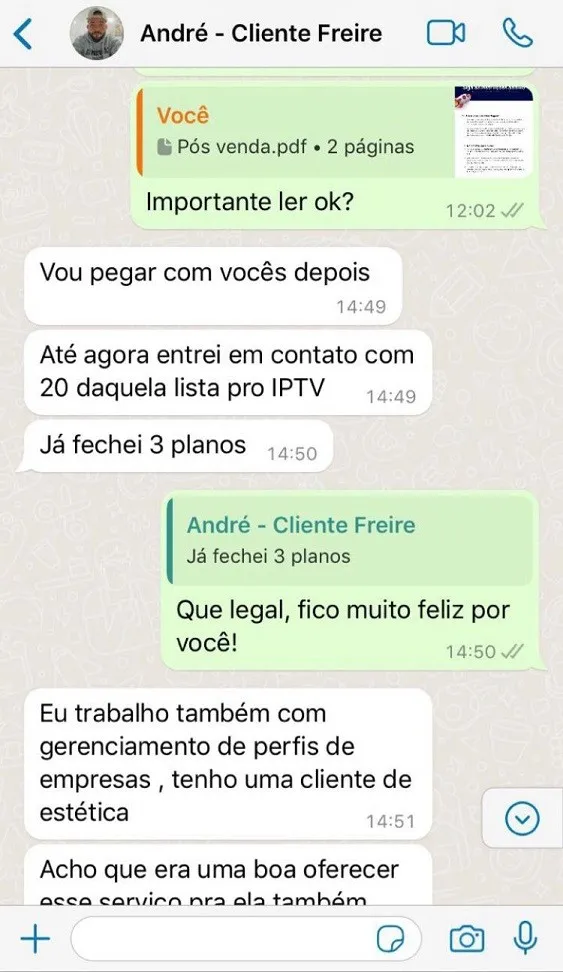 Resultado do André em 1 dia